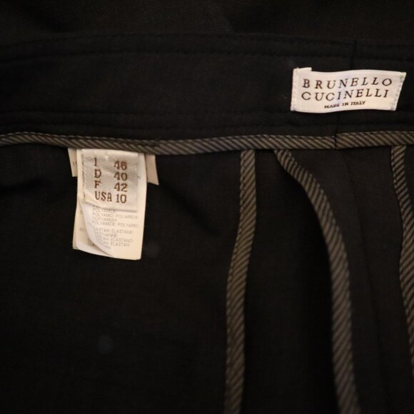 Brunello Cucinelli Gray Pants Monili D-Ring Stretch Wool Blend Straight Size 10 - Picture 6 of 7